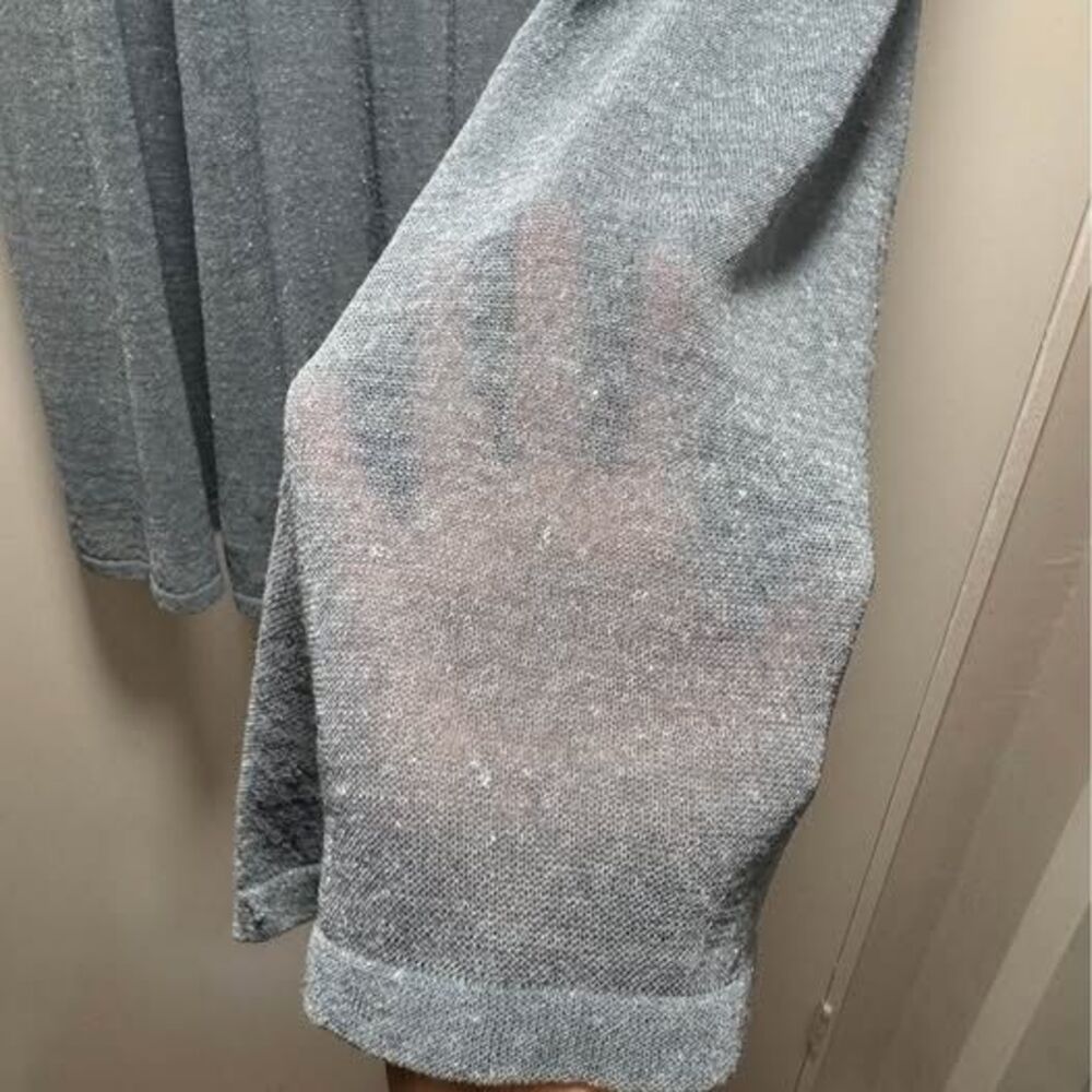 Eileen Fisher Blue Steel Organic Linen Crepe Shimmer Duster Cardigan L EUC - Picture 3 of 5